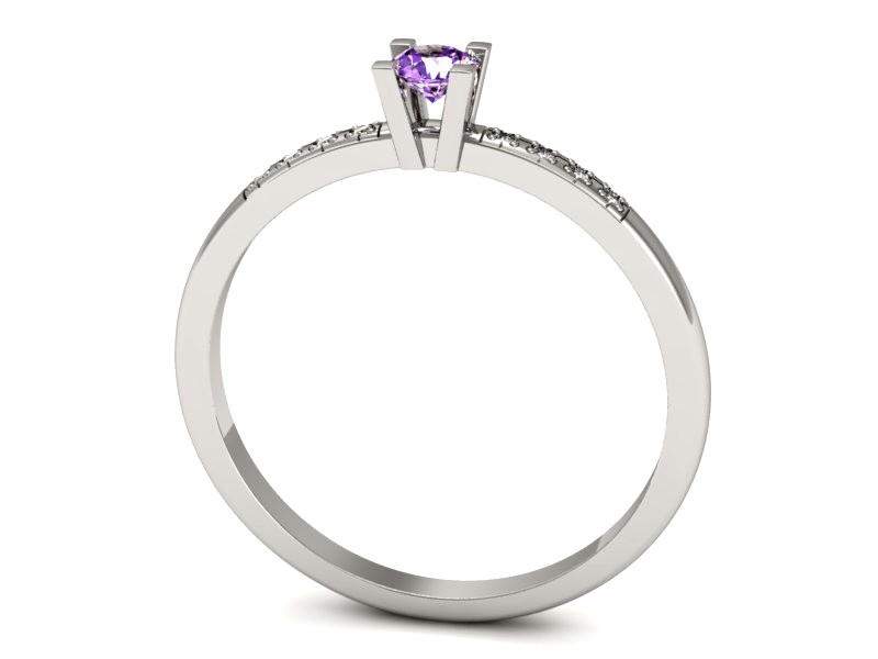 Pierścionek z ametystem i brylantami białe złoto - p16175bat — zdjęcie 3