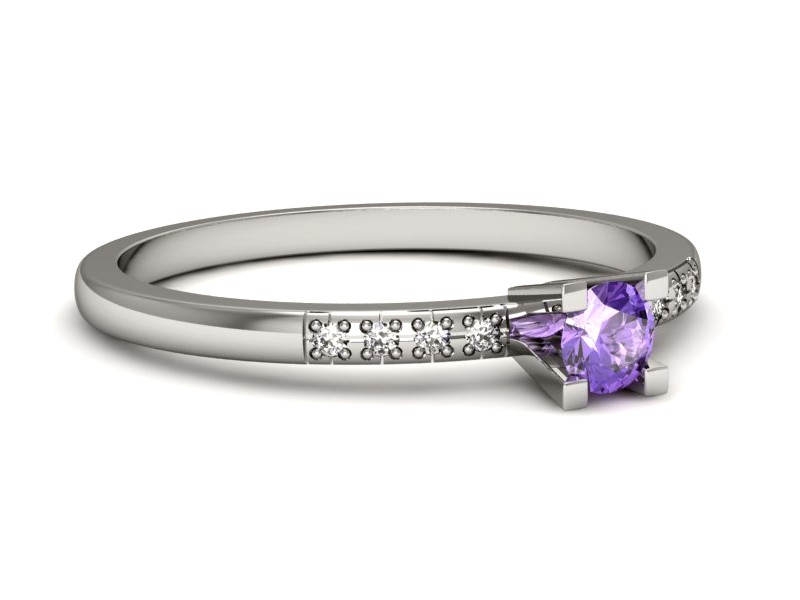 Pierścionek z tanzanitem białe złoto z brylantami - p16175bt — zdjęcie 2