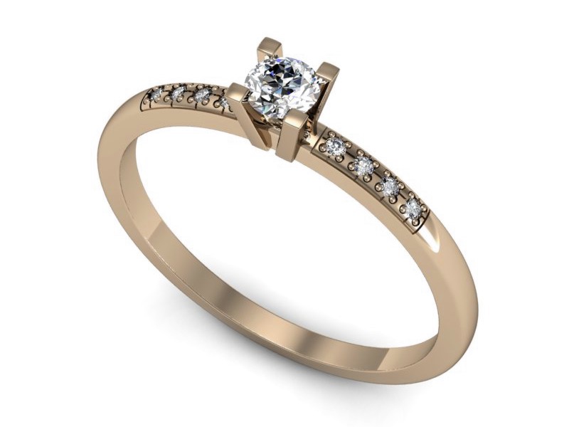 Złoty pierścionek z brylantami różowe złoto - p16175cV