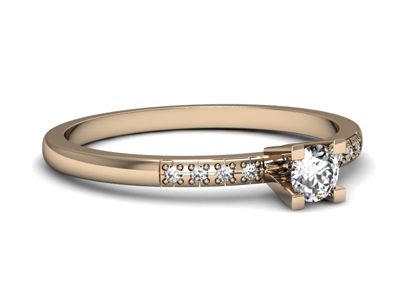 Złoty pierścionek z brylantami różowe złoto - p16175cV — zdjęcie 2