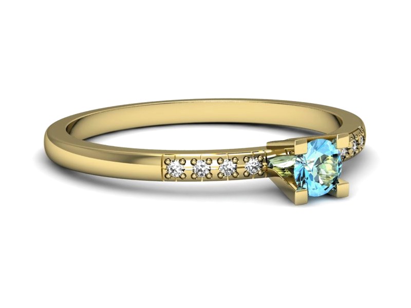 Pierścionek z topazem i brylantami żółte złoto - p16175za — zdjęcie 2