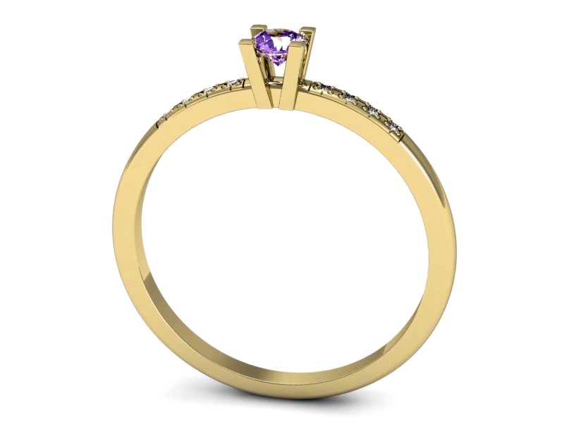 Pierścionek ametyst i brylanty żółte złoto - p16175zat — zdjęcie 3