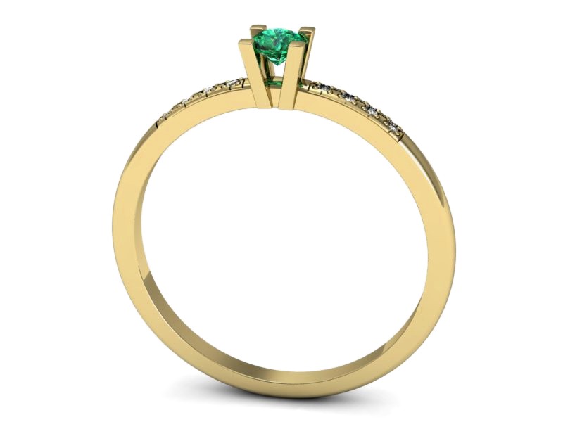 Złoty pierścionek ze szmaragdem i diamentami - p16175zsm — zdjęcie 3