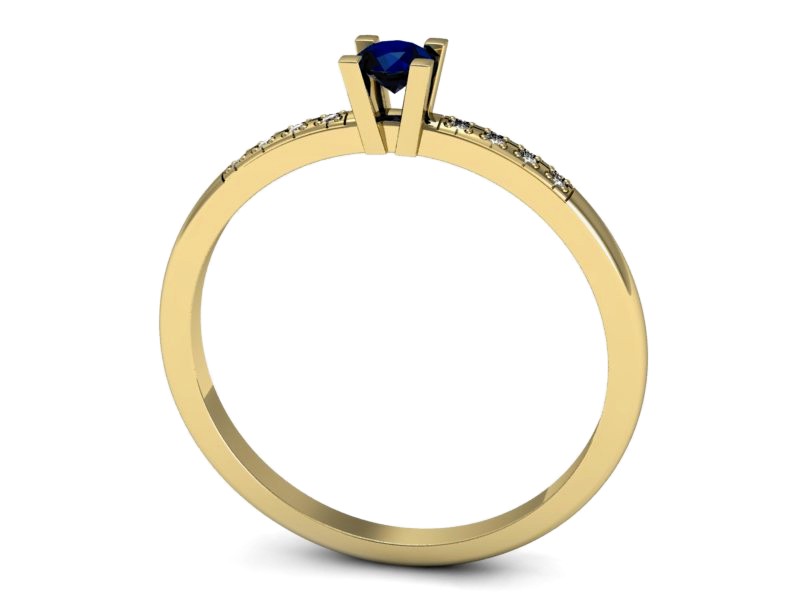 Złoty pierścionek z szafirem i diamentami - p16175zsz — zdjęcie 3