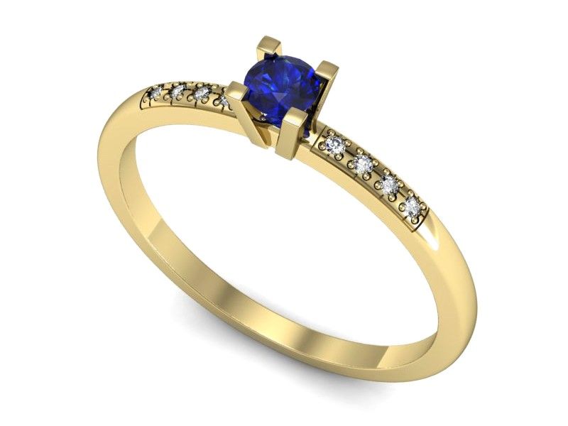 Złoty pierścionek z szafirem i diamentami złoto proba 585 - p16175zszc