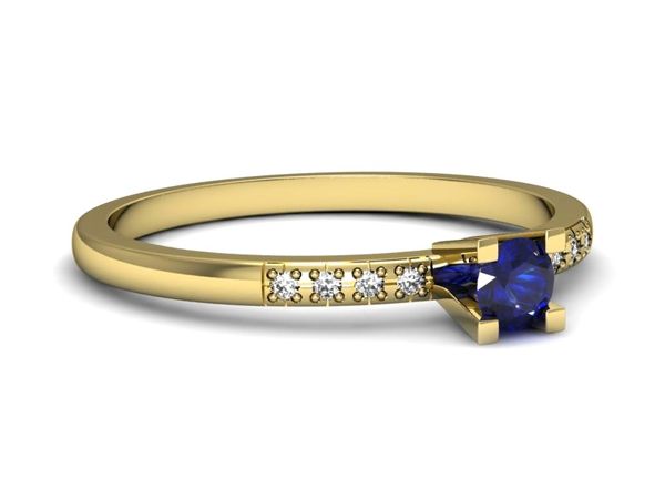 Złoty pierścionek z szafirem i diamentami - p16175zszc