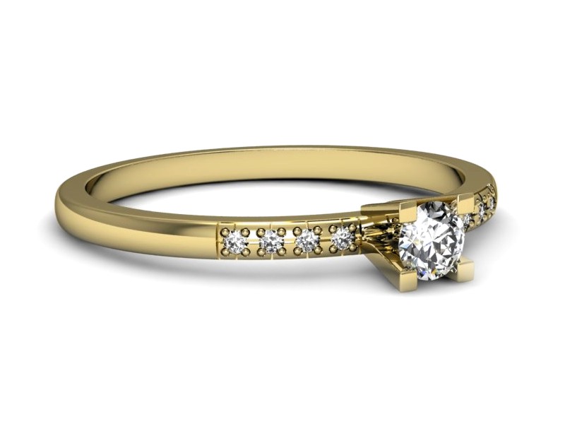 Złoty pierścionek z brylantami żółte złoto - p16175zV — zdjęcie 2