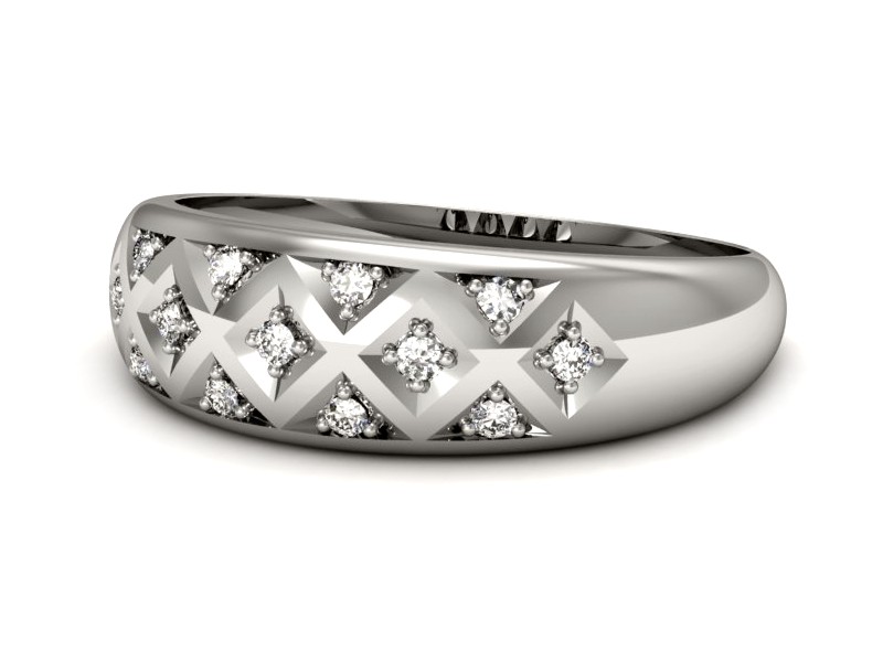 Złoty pierścionek z brylantami białe złoto - p16177b — zdjęcie 2