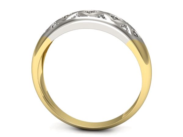 Pierścionek z diamentami żółte i białe złoto 585 - p16177zb