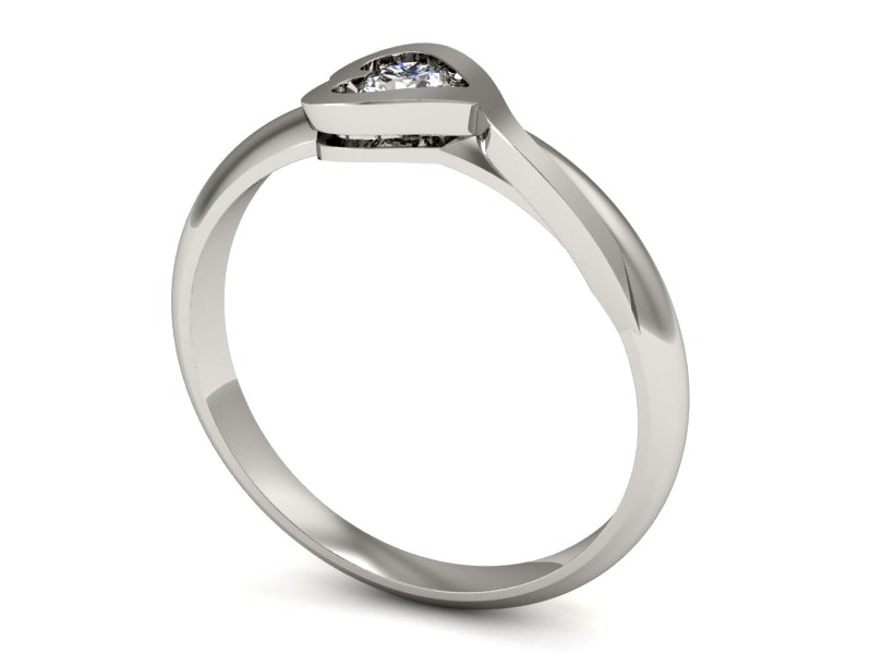 Złoty pierścionek z brylantem białe złoto - p16178b — zdjęcie 3