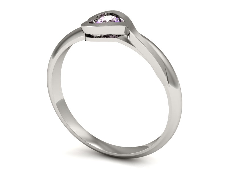 Złoty pierścionek z ametystem białe złoto - p16178bat — zdjęcie 3