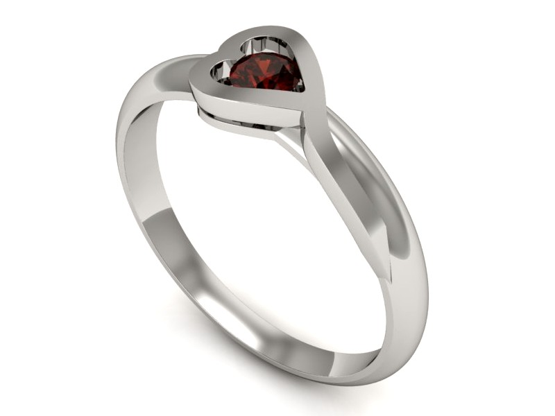 Złoty pierścionek z granatem białe złoto - p16178bgr