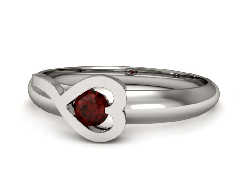 Złoty pierścionek z granatem białe złoto - p16178bgr — zdjęcie 2