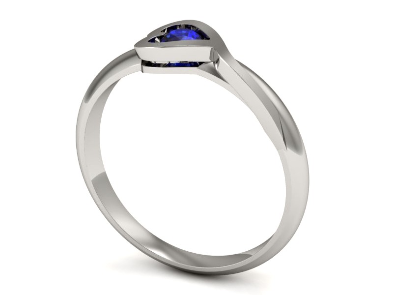 Złoty pierścionek z szafirem białe złoto - p16178bszc — zdjęcie 3