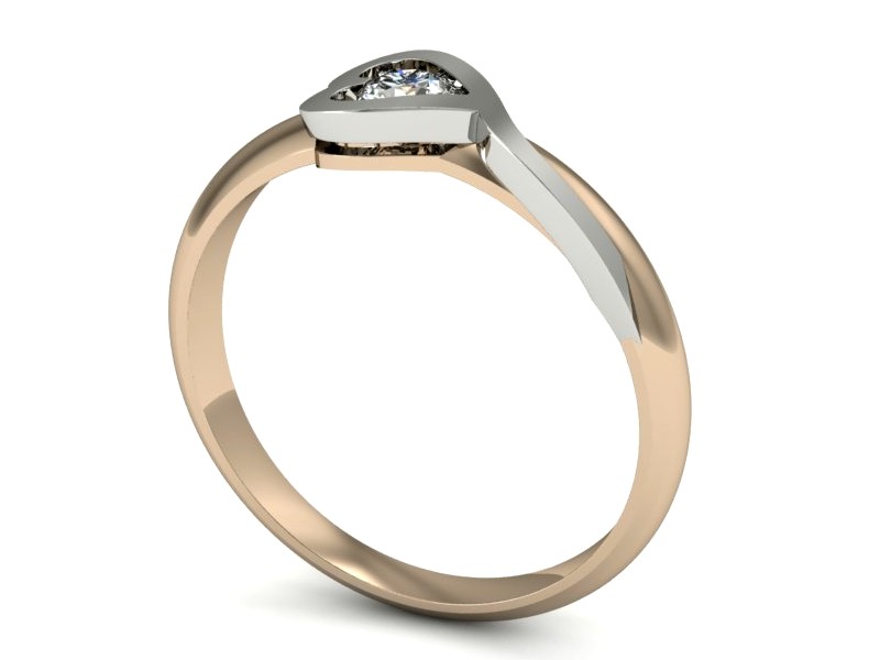 Pierścionek z brylantem różowe i białe złoto - p16178cb — zdjęcie 3
