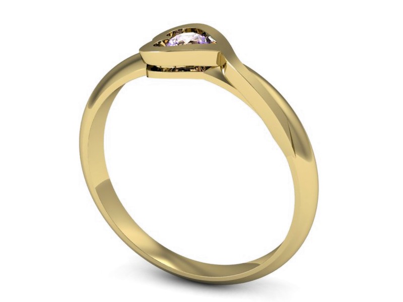 Złoty pierścionek z ametystem żółte złoto - p16178zat — zdjęcie 3