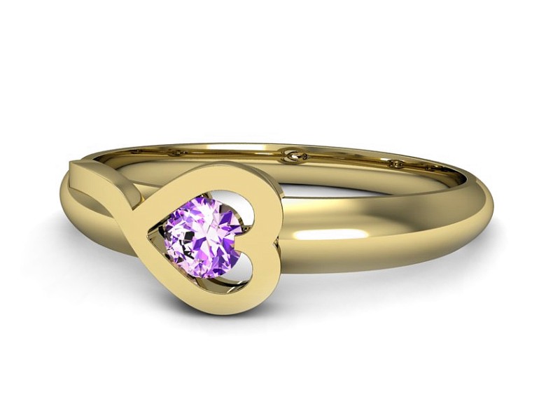 Złoty pierścionek z ametystem żółte złoto - p16178zat — zdjęcie 2