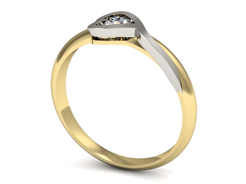 Pierścionek z brylantem żółte i białe złoto - p16178zb — zdjęcie 3