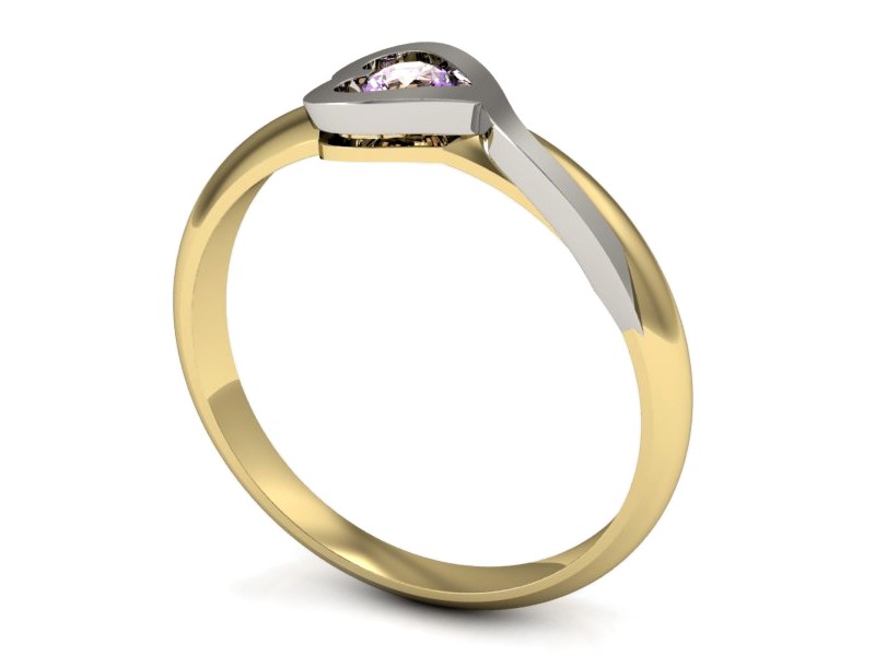 Pierścionek z ametystem żółte i białe złoto - p16178zbat — zdjęcie 3