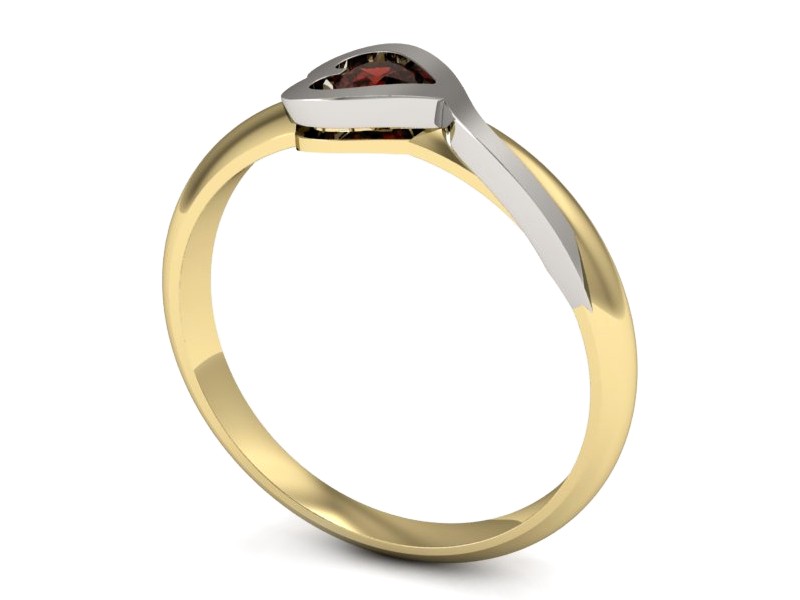 Pierścionek z granatem żółte białe złoto - p16178zbgr — zdjęcie 3