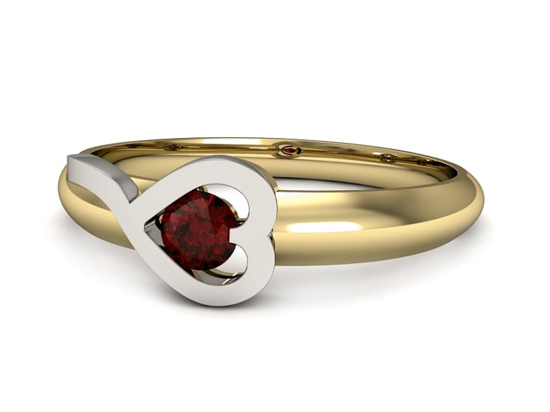 Pierścionek z granatem żółte białe złoto - p16178zbgr — zdjęcie 2