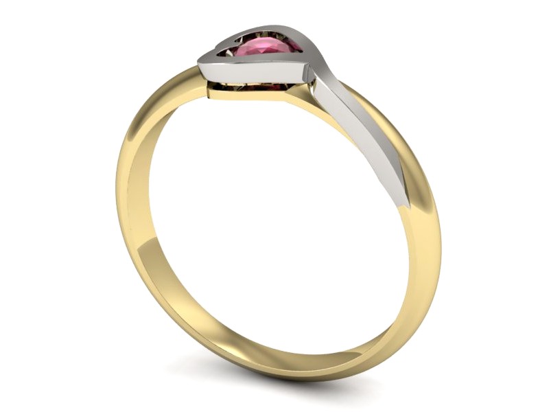 Pierścionek z rubinem żółte białe złoto - p16178zbr — zdjęcie 3