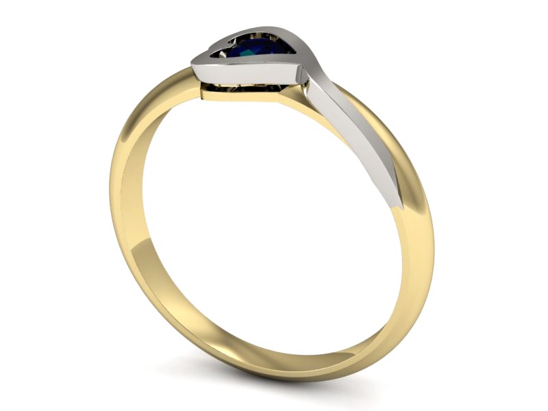 Pierścionek z szafirem żółte białe złoto - p16178zbsz — zdjęcie 3