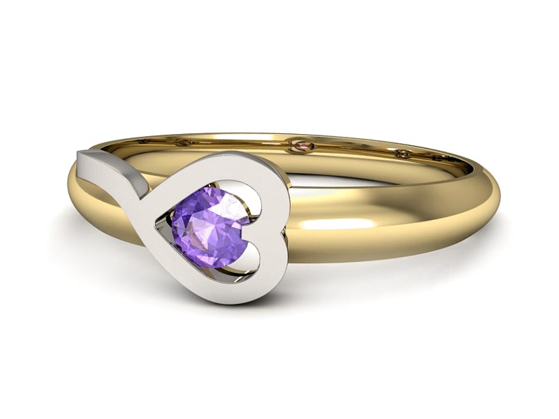 Pierścionek z tanzanitem żółte białe złoto - p16178zbt — zdjęcie 2