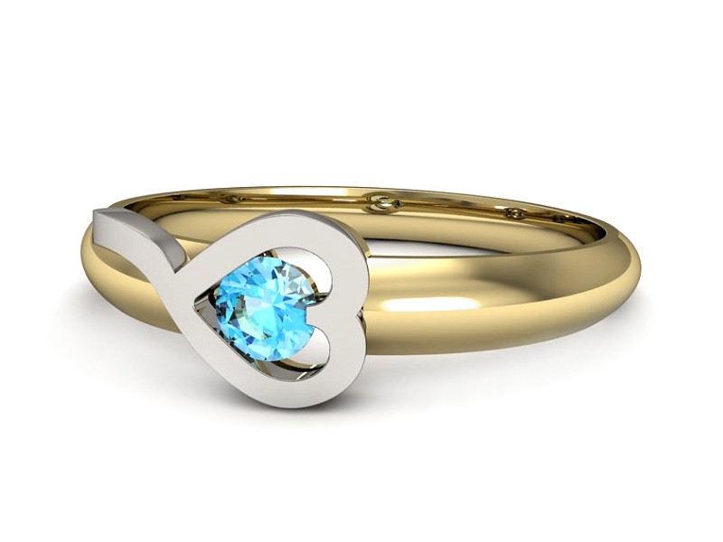 Pierścionek z topazem żółte białe złoto - p16178zbtp — zdjęcie 2