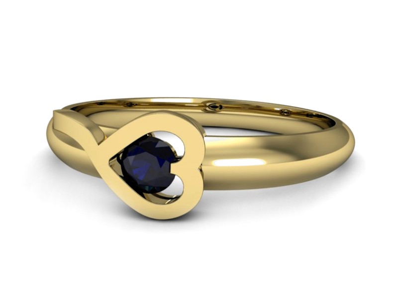 Złoty pierścionek z szafirem żółte złoto - p16178zsz — zdjęcie 2