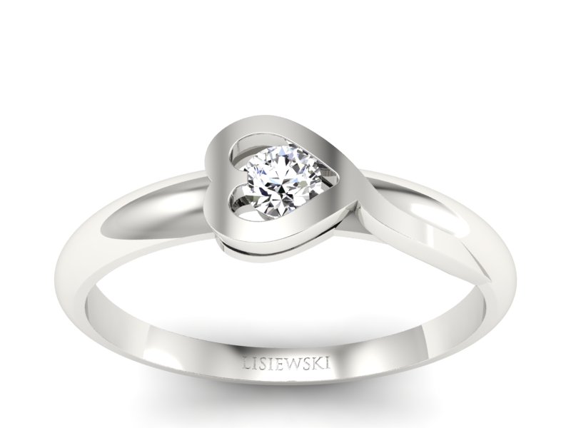 Złoty pierścionek z brylantem białe złoto - p16179b