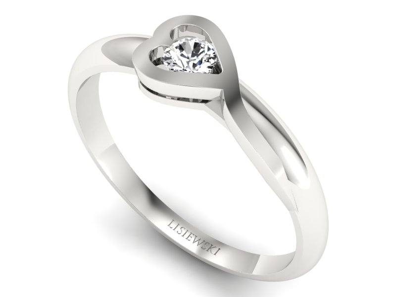 Złoty pierścionek z brylantem białe złoto - p16179b — zdjęcie 3