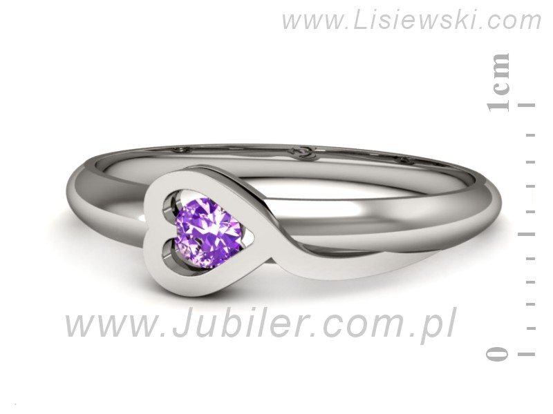 Złoty pierścionek z ametystem białe złoto - p16179bat — zdjęcie 5