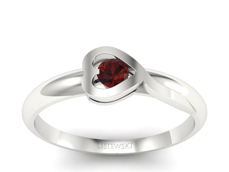 Złoty pierścionek z granatem białe złoto - p16179bgr