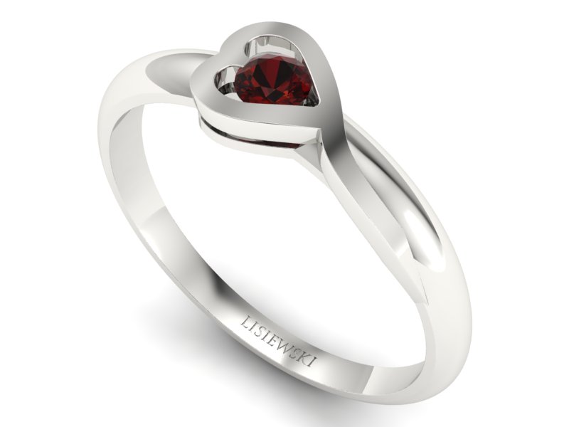 Złoty pierścionek z granatem białe złoto - p16179bgr — zdjęcie 3