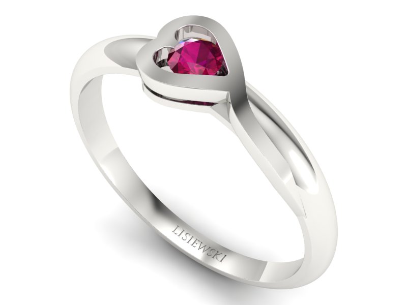 Złoty pierścionek z rubinem białe złoto - p16179br — zdjęcie 3