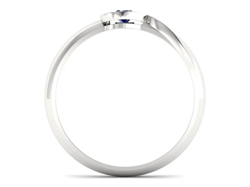 Złoty pierścionek z szafirem w białym złocie - p16179bsz — zdjęcie 2