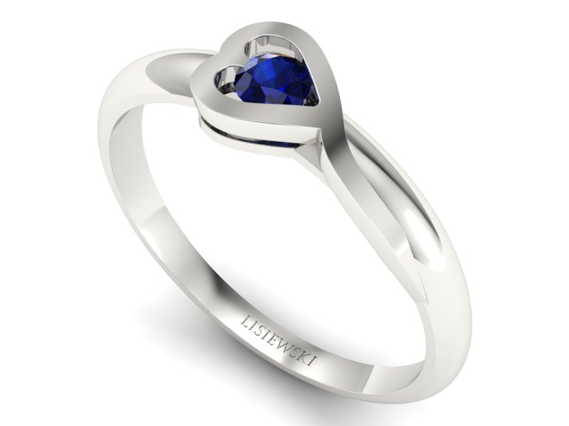Złoty pierścionek z szafirem w białym złocie - p16179bsz — zdjęcie 3