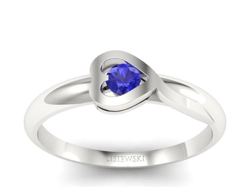 Złoty pierścionek z szafirem białe złoto - p16179bszc