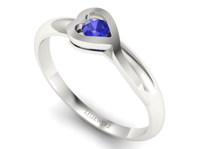 Złoty pierścionek z szafirem białe złoto - p16179bszc — zdjęcie 3