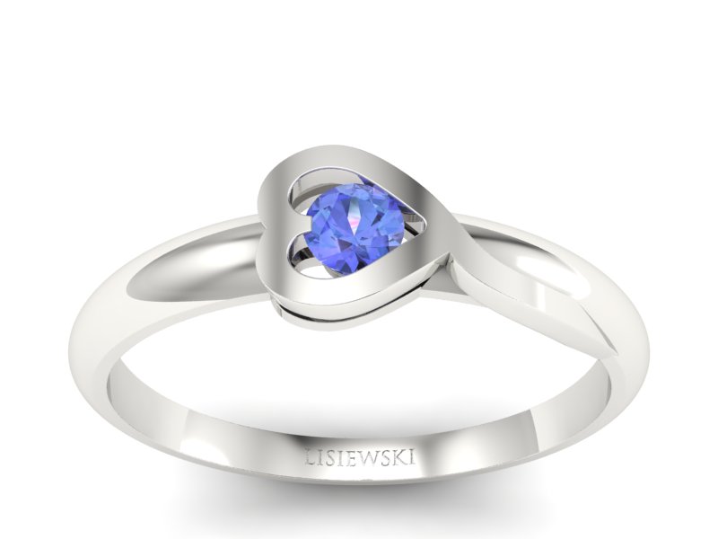 Złoty pierścionek z tanzanitem białe złoto - p16179bt