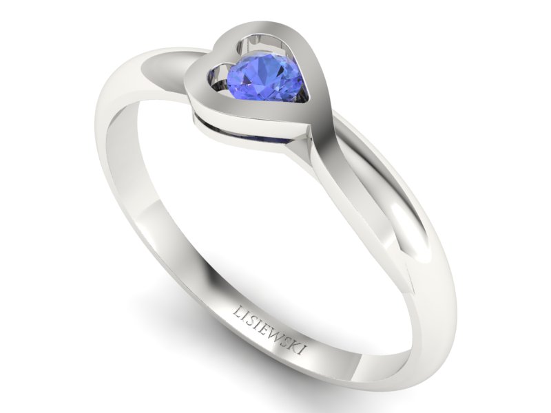 Złoty pierścionek z tanzanitem białe złoto - p16179bt — zdjęcie 3