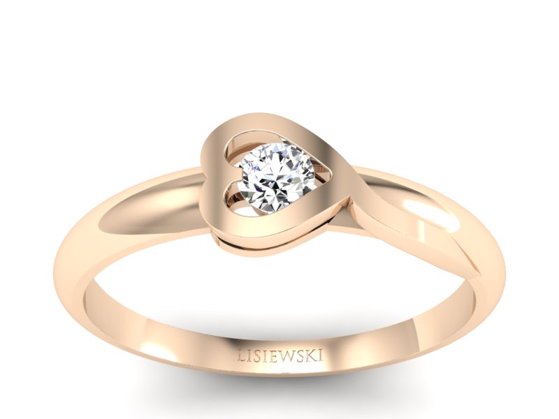 Złoty pierścionek z brylantem różowe złoto - p16179c