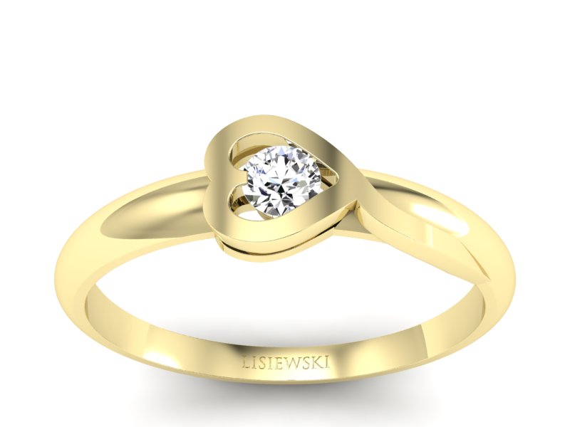 Pierścionek zaręczynowy z brylantem żółte złoto - p16179z