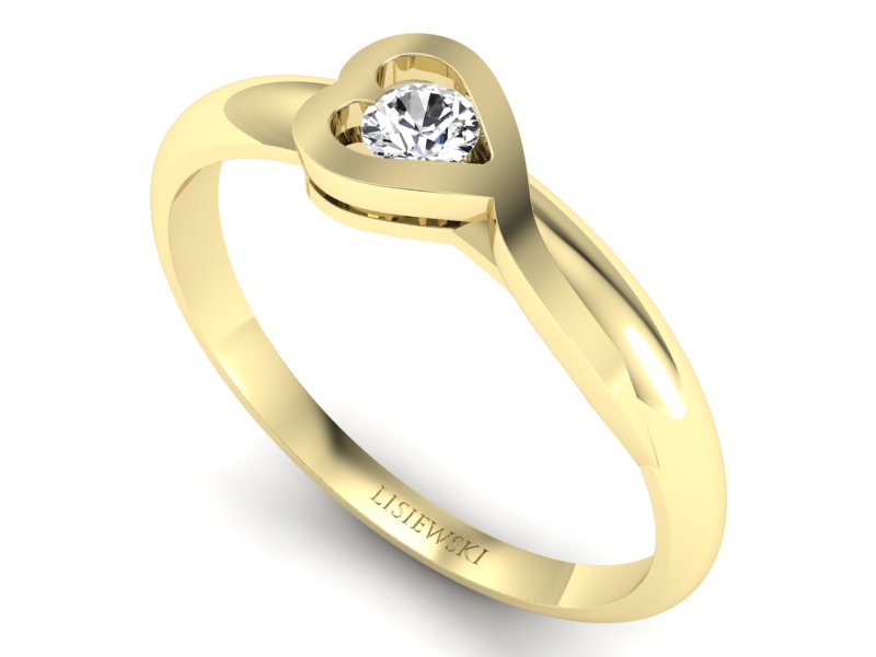 Pierścionek zaręczynowy z brylantem żółte złoto - p16179z — zdjęcie 3