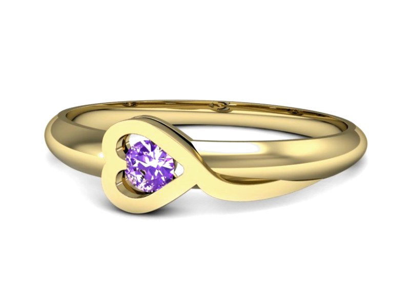Złoty pierścionek z ametystem żółte złoto - p16179zat — zdjęcie 5