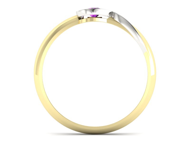 Pierścionek białe i żółte złoto z ametystem - p16179zbat — zdjęcie 2