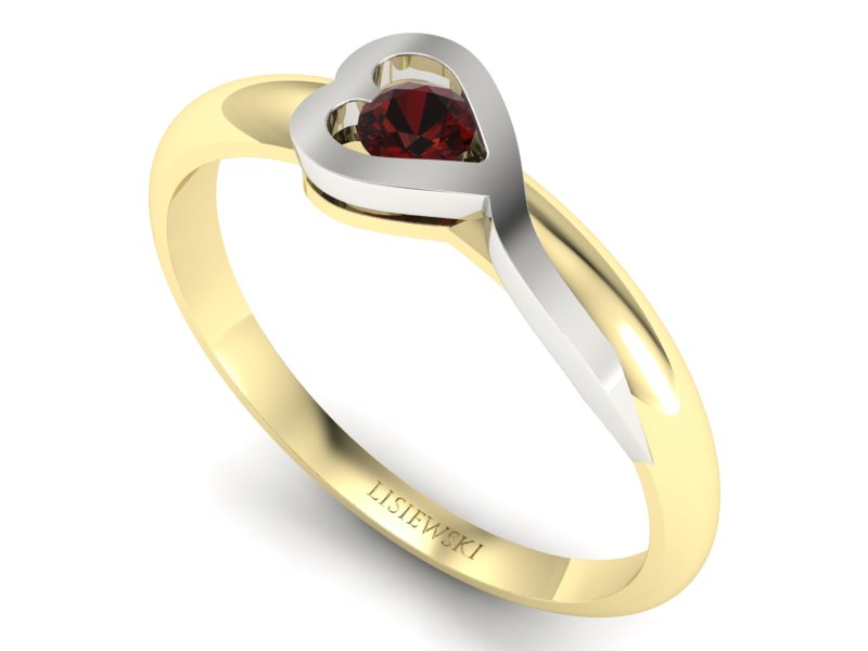Pierścionek białe z granatem żółte złoto - p16179zbgr — zdjęcie 3