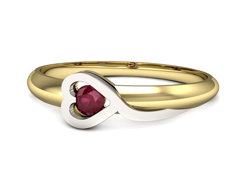 Pierścionek z rubinem z białego i żółtego złota - p16179zbr — zdjęcie 5
