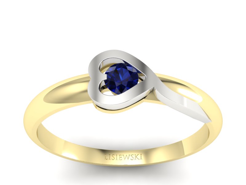 Złoty pierścionek z szafirem białe żółte złoto - p16179zbsz